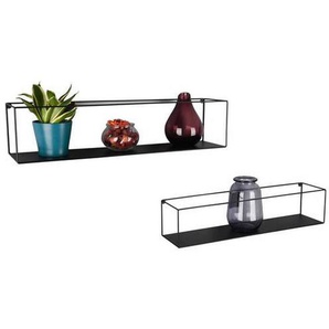 Xxxl Wandregalset, Schwarz, Metall, 2-teilig, 65x15x15 cm, hängend, Wohnzimmer, Regale, Wandregale