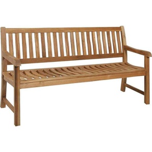 Zebra Gartenbank President, Edelstahl, Teak, Holz, Metall, Teakholz, massiv, 3-Sitzer, 160x90x68 cm, Holzmöbel, Sitzgelegenheiten Holz, Gartenbänke Holz