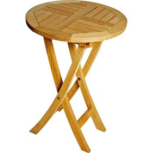 Zebra Süd Gartentisch Poker, Teak, Holz, Teakholz, massiv, Hartholz, rund, X-Form, 74 cm, klappbar, Gartenmöbel, Gartentische, Klapptische