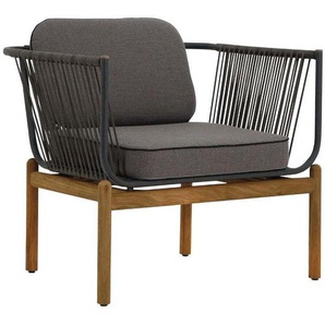 Zebra Süd Loungesessel Pollux, Braun, Graphit, Teak, Holz, Metall, Textil, Teakholz, rund, 81x67x78 cm, Loungemöbel, Lounge-Sessel