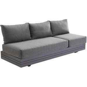 Zebra Süd Loungesofa Cubo, Graphit, Dunkelgrau, Metall, Textil, Uni, 3-Sitzer, 198x40x74 cm, Loungemöbel, Gartensofas