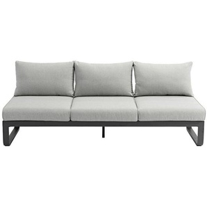 Zebra Süd Loungesofa Fly, Graphit, Hellgrau, Metall, Textil, Uni, 3-Sitzer, 207x82x70 cm, Loungemöbel, Gartensofas