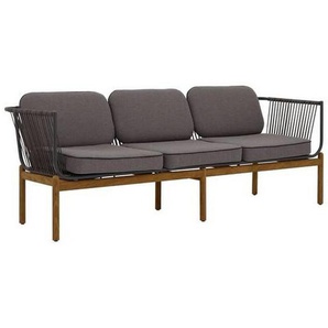 Zebra Süd Loungesofa Pollux, Braun, Graphit, Teak, Holz, Metall, Textil, Teakholz, massiv, 3-Sitzer, 210x67x78 cm, Loungemöbel, Gartensofas