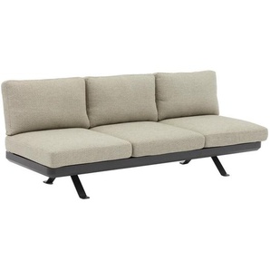 Zebra Süd Loungesofa Sky Lounge, Grau, Graphit, Textil, Metall, 3-Sitzer, Füllung: Schaumstoff, einzeln stellbar, 207x71x70 cm, Loungemöbel, Gartensofas