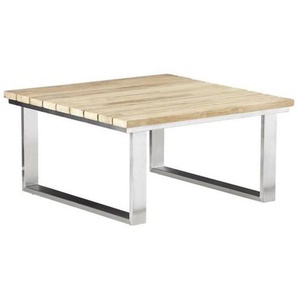 Zebra Süd Loungetisch Belvedere, Edelstahl, Teak, Holz, Metall, Teakholz, massiv, quadratisch, Kufe, 76x38.5x76 cm, Loungemöbel, Loungetische