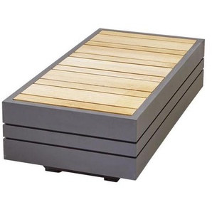 Zebra Süd Loungetisch Cubo, Graphit, Teak, Holz, Metall, Teakholz, massiv, Hartholz, rechteckig, Kufe, 37x22.5x74 cm, Loungemöbel, Loungetische