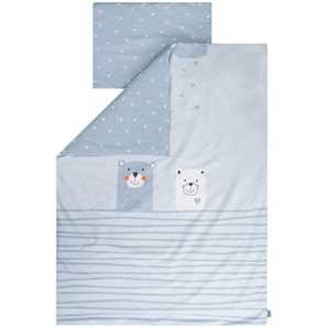 Zöllner Kinderbettwäsche Bears Family, Blau, Textil, Bär, 100x135 cm, Textiles Vertrauen - Oeko-Tex®, Made in Germany, pflegeleicht, schadstoffgeprüft, bio, Schlaftextilien, Bettwäsche, Kinderbettwäsche