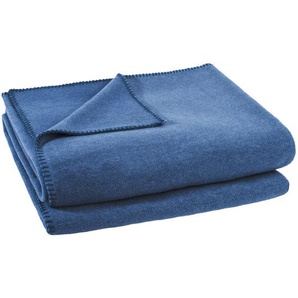 Zoeppritz Fleecedecke Soft-Fleece, Blau, Textil, Uni, 160x200 cm, Kettelrand, pflegeleicht, Wohntextilien, Decken, Fleecedecken