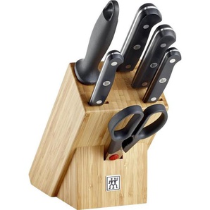 Zwilling Messerblock Zwilling® Gourmet, Silber, Schwarz, Braun, Kunststoff, Metall, Holz, 7-teilig, Bambus, Kochen, Küchenmesser, Messersets